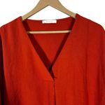Entro  Split Neck Tunic Top Womens L Rust Orange Flowy Lightweight Minimalist Photo 2