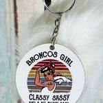 NFL  Inspired Denver Broncos Girl Keychain With Pom-Pom New Photo 0