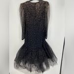 Travilla Vintage 80’s Black Tulle and Gold sparkle dress,‎ Long Sleeve, Size 10 Photo 2