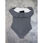 NEW Gingham Navy Blue Women’s One Piece Swimsuit Blue Size M Photo 1