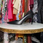 Versace New Gianni  Black Logo Print 80mm Leather Pumps Photo 7