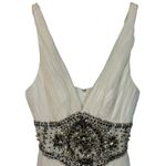 NWT Mandalay White Silk Navy Blue Beaded Sequin Mini Evening Dress Womens Size 6 Photo 1