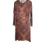 Hugo Boss NWT Dress Long Sleeve Midi Length Black & Brown Animal Print Size 8 Photo 2