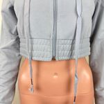 New Mix NWOT  Long Sleeve Zipper Front Cropped Hoodie Sweatshirt Sz MD Gray Photo 5