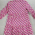 ZARA Geometric Babydoll Dress Womens Medium Pink High Low Tunic Tiered Loose Fit Photo 12