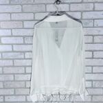 J.Crew NWT Bungalow Feather-Embellished Chiffon Blouse in Ivory Size XL Photo 9