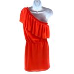 Parker  One Shoulder Cayenne Dress Size Medium Orange Coral Beach Cruise Vacation Photo 4