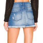 Free People NWT  Womens Jean Mini Skirt  Distressed Denim Pockets Blue Size 4 Photo 1