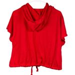 FSK Collective Cropped Top Women's Medium Red Hooded Short Sleeve Cinch Waist Photo 1