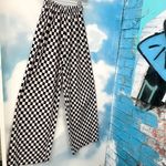 Cider  high rise elastic waist corduroy checkerboard wide leg pants Photo 2