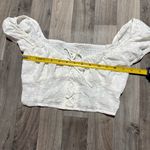 Garage Aeropostale eyelet lace front cropped coquette milkmaid puff sleeve top Photo 3