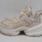 Michael Kors Olympia Metallic Logo Jacquard Trainer Cream Gold Women's 10M NIB Photo 1