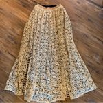 Fracomina lace maxi skirt 42 s small beige EUC striped lined slit Size 2 Photo 0