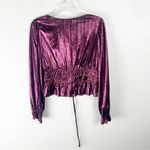 Lucy Paris Celine Metallic Long Sleeves V-Neck Holiday Party Top Small Photo 1