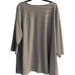 Avenue Women's Size 30 Black Striped 3/4 Sleeve Top Sequin Pocket Photo 1