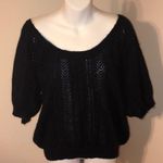 EXPRESS  Black Shimmer Loose Knit Puff Sleeve Mohair/Wool Blend Sweater Medium Photo 0