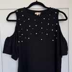 Hem & Thread NWT Black Off the Shoulder / Cold Shoulder Dress with Pearl Detailing Photo 1