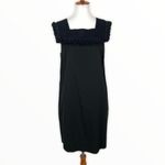 Madewell Sundream Fringe Dress 8 Black Sleeveless Cottagecore Midi Photo 1