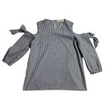 Pink Rose Macy's Womens Cold Shoulder Blouse Top S Blue White Stripe Career Work Photo 4