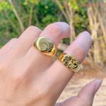 Gold ring heart ring big heart ring band ring simple ring stackable ring Photo 2