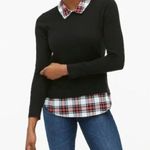 J.Crew Tartan Plaid Collar Overlay Black Sweater NWT Photo 5