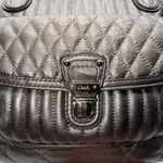 Coach Poppy Quilted Metallic Leather Tote Bag Silver Shoulder Handbag Photo 2