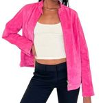 Ruff Hewn Womens Size Small Pink Leather Suede Jacket Barbie Pink Photo 0