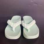 Vionic  KENJI Sunrise Wedge Mint Green Sandal Size 9 Braided Leather Thong Strap Photo 2