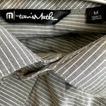 Travis Mathew Pinstriped Button Down Shirt Chest Pocket Short Sleeve Gray M Size M Photo 1