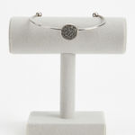 90's Vintage Womens Floral Silver Tone Bangle Bracelet Dainty Minimalist Western Photo 0