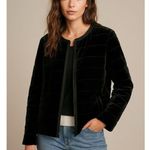 Eileen Fisher NWT Velvet Silk Blend Quilted Jacket L Black Full Zip Lined Luxe Photo 0