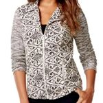 Style & Co STYLE CO. ZIP-UP PRINTED JACKET AZTEC S SMALL BLAC Photo 0