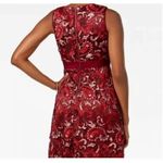 Adrianna Papell  Dress Womens 12 Petite Red Gold Lace Overlay V Neck A‎ Line Photo 2