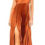 AMUR Aviva Rosette Copper Pleated Gown Size 2 | One Shoulder Formal Dres Orange Photo 0