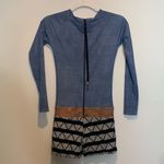 Seea Swami’s Blue Brown Black Geometric Wetsuit Rashguard Shorts Long Sleeve Photo 2