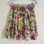 Love the Label Tiered Floral Mini Skirt Size Large Smocked Waist Pink Photo 5
