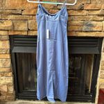 We Wore What  Elegant Blue Satin Cowl midi Slip Dress spaghetti straps XS summer Photo 2