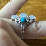 Natural Sleeping Beauty Turquoise Rainbow Moonstone Ring Size 8 Silver Photo 2