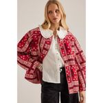 nwt RARE damson madder Anthropologie Macy reversible gingham printed jacket coat White Size 10 Photo 2
