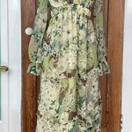 ASOS NWT DESIGN Tiered Ruffle Floral Strappy Lace Up Back Midi Dress ~ 6 Photo 2