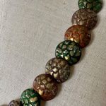 Green orange and brown disc necklace Photo 1