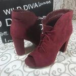 Wild Diva NIB!-Burgundy lace up heels peekaboo boots/Sandals Size 9 Photo 0