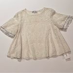Alexis  Ivory Lace Fringe Chain Embellished Lined Swing‎ Blouse Top Size Small Photo 11