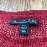 American Eagle ⭐️ AEO Red 3/4 Sleeve Crewneck Crochet Sweater XS Photo 4