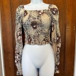 Tempo Paris Vintage Smocked Long Sleeve Animal Print Top S Peasant Fairy Y2K Photo 1