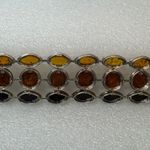 Sterling Silver Vintage 925  3 Row Baltic Amber Wide Bracelet Photo 4