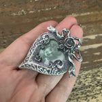 VINTAGE PAPEL SILVER TONE HEART SHAPED VICTORIAN STYLE PICTURE FRAME BROOCH Photo 2