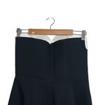 Amanda Uprichard  Soiree Strapless Asymmetrical Midi Dress In Black & Ivory Photo 7