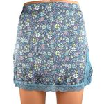 frankie's bikinis Blue Lace Silk Satin Floral Print Mini Casual Pencil Skirt XS Photo 0