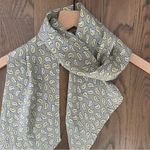 Anthropologie Anthro Vintage Paisley Print Oblong Angle Scarf Sage Green, Cream, Yellow 62" l Photo 6